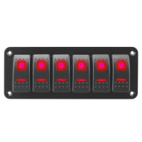 LED ท็อกเกิลสวิตช์แผงสำหรับทะเลเรือคาราวาน RV ชิ้นส่วนภายในกันน้ำ ON-OFF Rocker Switch แผงคู่สวิตช์ไฟ12/24V 6 Gang