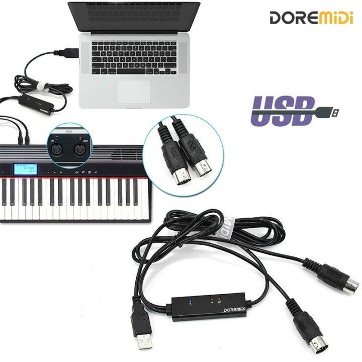 Doremidi USB MIDI Cable Inter 5 Pin Line Converter MIDI To USB Cable