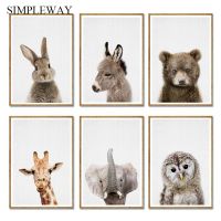 Giraffe Bunny Elephant Canvas Child Poster Nursery Wall Art Picture Print Forest Animal Painting Nordic Kid Baby Bedroom Decor Wall Décor