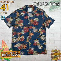 CACTUS MAN®แท้ อก 41 เสื้อฮาวายชาย เสื้อวินเทจ เสื้อผ้าผู้ชาย สีดำ แขนสั้น เนื้อผ้าดี