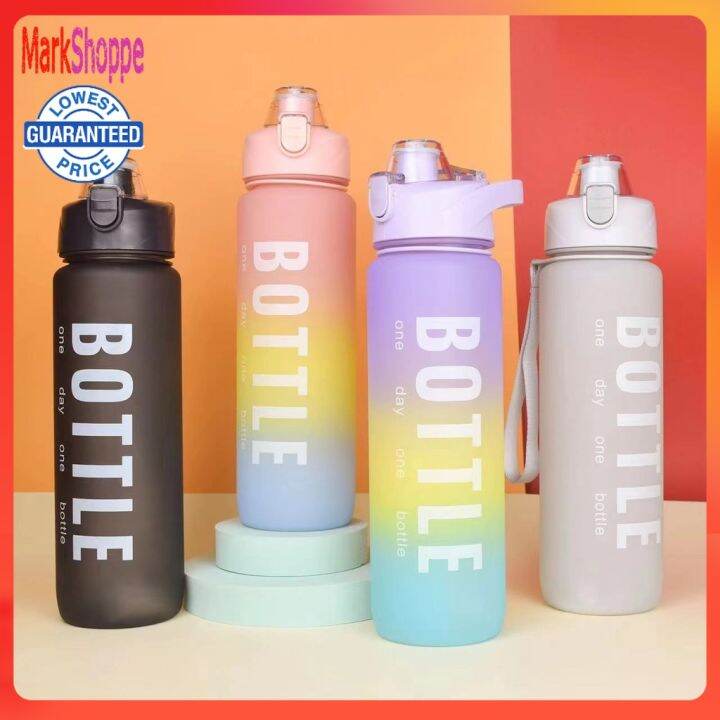 【mark】 1 Liter Water Bottle 1l Jumbo Pastel Sports Tumbler With Time 