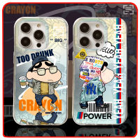 คุณภาพสูงเคสสุดหรูสำหรับ IPhone 11 12 13 14 Pro Max Casing 14 Plus เสื้อยืดฝาหลังสีเทียนเคสโทรศัพท์กันกระแทก