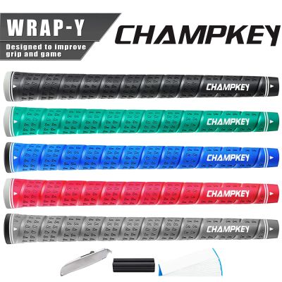 Champkey Rubber Golf Grips 13/10 Pack Midsize Golf Grips 5 Color Choice, Hook Blade, 15 Grip Tape Strips, Rubber Vise Clamp