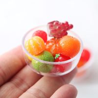 【hot】✵  1:12 Dollhouse Miniture Transparent bowl with 8pcs Fruits Food Accessories Pretend
