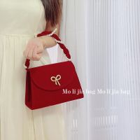 Wedding bag female bride bag 2022 new bow camellia large capacity wedding red handbag pearl bag 【APR】