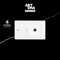 ART DNA รุ่น C3 Telephone + TV Socket สีขาว Size M design switch สวิตซ์ไฟโมเดิร์น สวิตซ์ไฟสวยๆ ปลั๊กไฟสวยๆ