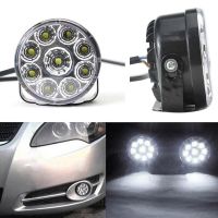 【 Listop】ไฟ LED ปรับได้ไฟรถยนต์ DRL LED 2x ไฟวิ่งกลางวันทรงกลมอเนกประสงค์