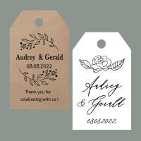 100 PCS Custom Kraft Paper TagsHang Tag Wedding Favors Tags -Yor text name logo Perforated Tags Personalized
