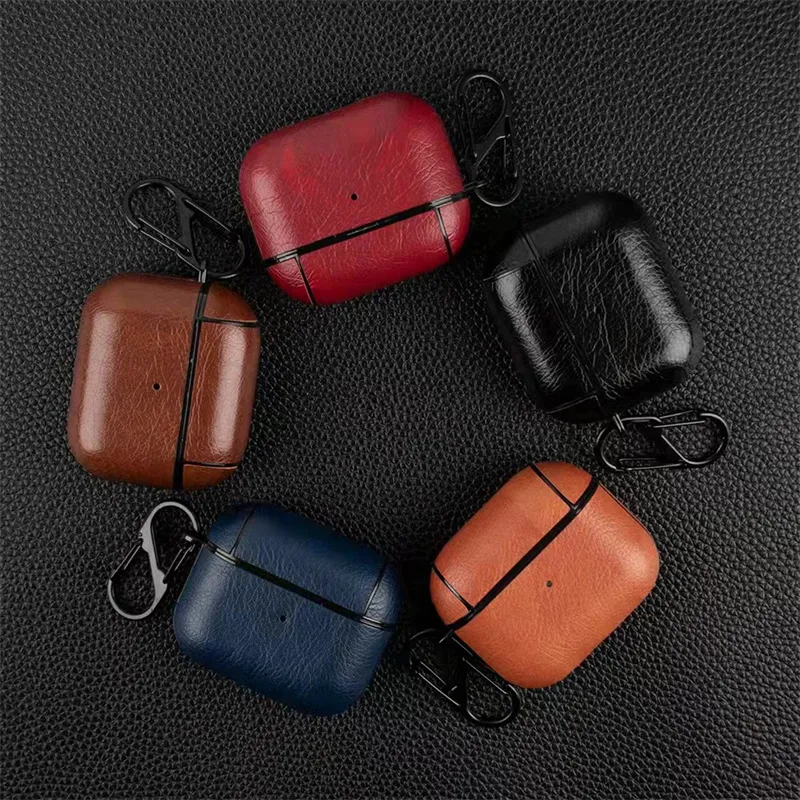 Leather Bluetooth Wireless Button Earphone Case  Pu Leather Designer  Airpod Case - Protective Sleeve - Aliexpress