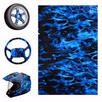 ♗ Blue Fire Style Hydrographic Water Film PVA Water Transfer Printing Films Motorbike Helmet Decor Decal 50x100cm