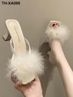 ?☜ style sandals and slippers for outerwear 2023 summer new fashion thick heel square head gentle sexy high heels