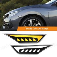 เครื่องหมายไฟ LED ด้านข้างเลี้ยวสัญญาณไฟ2ชิ้นสำหรับ Honda Civic 2016 2017 2018 2019 2020 2021กันชนรถโคมไฟตำแหน่งสีขาวสีเหลือง12V