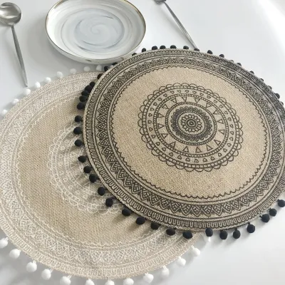 1Pcs Heat Insulation Dining Table Mat 38CM Round Delicate Embroidery Dessert Pan Table Placemat Non-slip Coffee Cup Mats