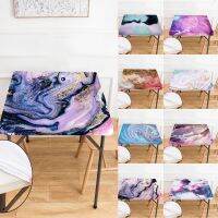 Morris8 Marble Liquid Square Fitted Tablecloth Watercolor Ink Art Dining Table Cover Elastic Edge Polyester Waterproof Indoor