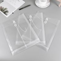 12Pcs A4 File Folders with String Lock Office File Bags Waterproof PP File Documents Clear Folder Bag for Office School