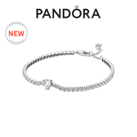 สร้อยข้อมือเทนนิสประดับเพชรรูปหัวใจสีเงิน 925 แพนดอร่า Pandoraˉ bracelet Pandoraˉ 925 silver sparkling heart-shaped embellishment tennis bracelet 590041C01 womens bracelet light luxury gift for girls