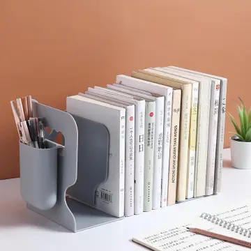 Metal Scalable Bookends With Pen Holder Retractable Shelves Book