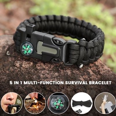 10.5 Glow In Dark Survival Paracord Bracelets & Buckles With Whistle