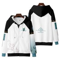 ST1 Genshin Impact Jacket Long Sleeve ZipperTops Hooded Casual Coat Anime Xiao Cosplay Outerwear 3D Printed