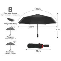 EStrong Windproof Automatic Double Umbrella Rain Women 3Fold Female Male 10 Bone Car Luxury Large Business Um. Parasole Menu ！