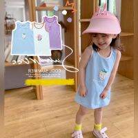 CUTE BABY?พร้อมส่ง?ชุดเดรสเด็กผู้หญิง เดรสเสื้อกล้ามลายการ์ตูนเนื้อผ้านุ่ม(469)