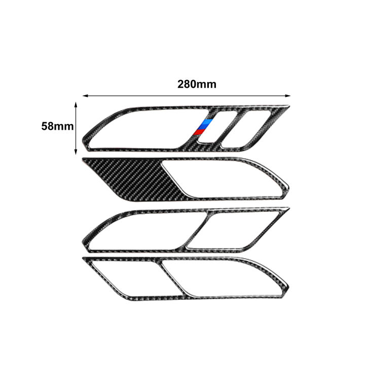 แผงกรอบฝาครอบล้อป้องกันรอยขีดข่วน4ชิ้นขอบคาร์บอนไฟเบอร์ปกสำหรับ-bmw-กรอบมือจับประตูตกแต่งภายใน-g02-g01-x3ไดรฟ์ซ้ายชุด-x4