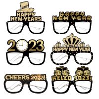 12/6pcs Happy New Year Paper Glasses 2023 Eyeglasses Frame Photo Booth Props New Year 39;s Eve Party Decoration Christmas Supplies