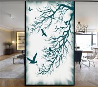 Decorative Windows Film Privacy Bird Forest Stained Glass Window Stickers No Glue Static Cling Window Cling Window Tint 17