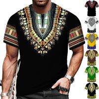 African Dashiki Print T-shirt Men/Women Ethnic Vintage Folk-custom Clothes 2022 Summer Casual Couples Short Sleeved Graphic s