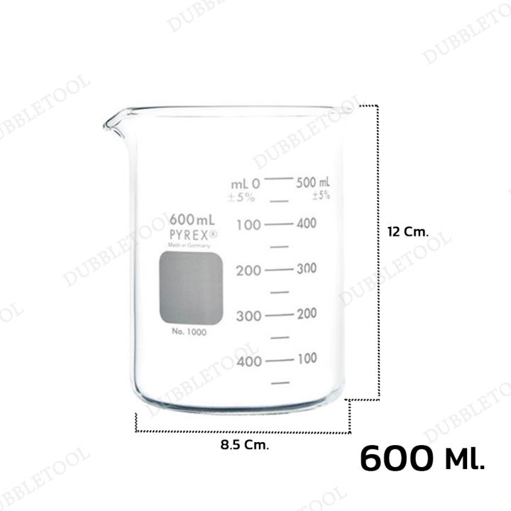 บิกเกอร์-glass-beaker-บีกเกอร์แก้วอย่างดี-ยี่ห้อ-pyrex-จากเยอรมัน-ทนความร้อนได้สูงกว่า-ตวงสารได้อย่างถูกต้องแม่นยำ