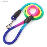 ☽✱✈ 0.8cm/1cm Rainbow Color Weave Nylon Belt Pet Dog Traction Rope Round Training Walking Leading Fashion Leashes Strap Belt Rope