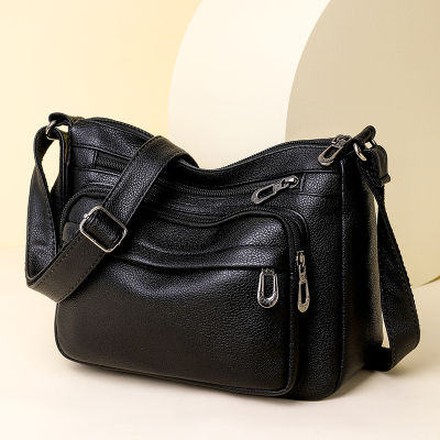 2023 New Womens Bag Pu Soft Leather Cross-Body Bag Large Capacity Simple Shoulder Bag Fashion Mom Bag 2023