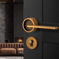 【YF】 Round Door Lock Set American Style Retro Bedroom Handle Interior Anti-theft Room Safety Security Vintage