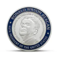 33rd และ44th ประธานของสหรัฐอเมริกาโรนัลด์วิลสันเรแกนเหรียญเงินที่ระลึก1911-2004เหรียญชุบทองเหรียญที่ระลึก