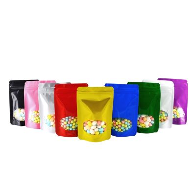 【CW】◘✴☒  Pcs Colored Aluminum Foil Up Zip Lock Pouches with Window Snack Storage Resealable Shipping