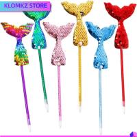 KLOMKZ 6 Pcs พลาสติกสำหรับตกแต่ง ปากกาน่ารักๆ สีฟ้าสีฟ้า สีเหลืองทาเล็บ ปากกาแปลกใหม่ ของใหม่ สีเขียวอ่อน ปากกาหมึกน่ารักแปลกใหม่ ออฟฟิศสำหรับทำงาน