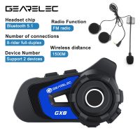 【LZ】❦❖┇  GEARELEC GX8 MotorcycleGEARELEC GX8 intercomunicador moto fone de ouvidos bluetooth 8 Rider 1.5km moto communicator iIntercom Helmet Bluetooth Headset Speaker 8 Rider 1.5km Moto Communicator Music Sharing FM Interphone