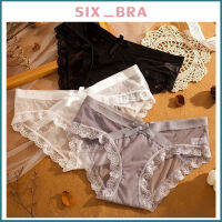 Six_Bra กางเกงชั้นใน ผ้าลูกไม้ เอวต่ำ สีพื้น เซ็กซี่ สำหรับผู้หญิง AAA55