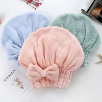 hot【DT】 Coral Hair Dry Drying towel soft shower cap hat Super Absorbent Shower BathCap fiber