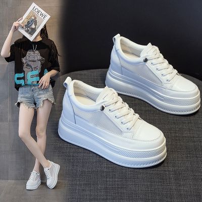 White Shoe Women Increased Within The New 2023 Chun Xia Gauze Breathable Leather Joker Platform Shoes Leisure Female Sandals Tide