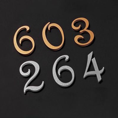 【LZ】◄◕◇  Self Adhesive Acrylic 3D Door Numbers Stickers Number Signs For Exterior House Modern Building Number Plates Door Label 0-9