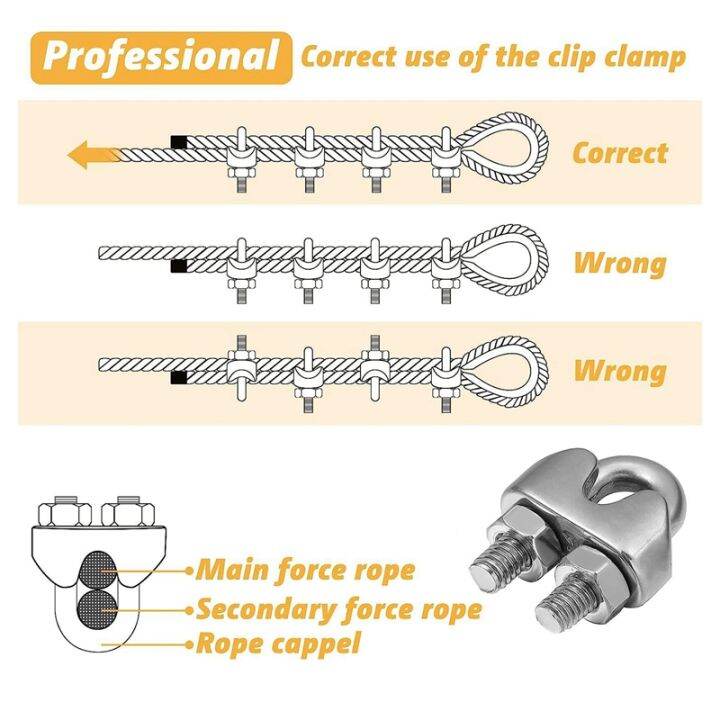 30pcs-1-8-inches-stainless-steel-wire-rope-cable-clip-clamp-for-wire-rope-rigging-tent-rope-guard-railing-system