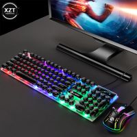 Gtx300 Keyboard And Mouse Set Punk Retro Simulation Mechanical Keyboards Backlit USB Wired 104 Keys Suspension Gaming Keypad Set