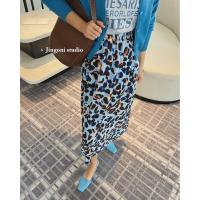 【CC】☑☎  Skirt Clothing 2023 Piece Leopard Korean Fashion Pleated Floral Wrap Waist New