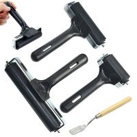 3 PCS Rubber Roller Brayer for Crafts,Printmaking Brayers,Hard Rubber Roller Brayers with 1Pcs Painting Scraper Easy to Use Black