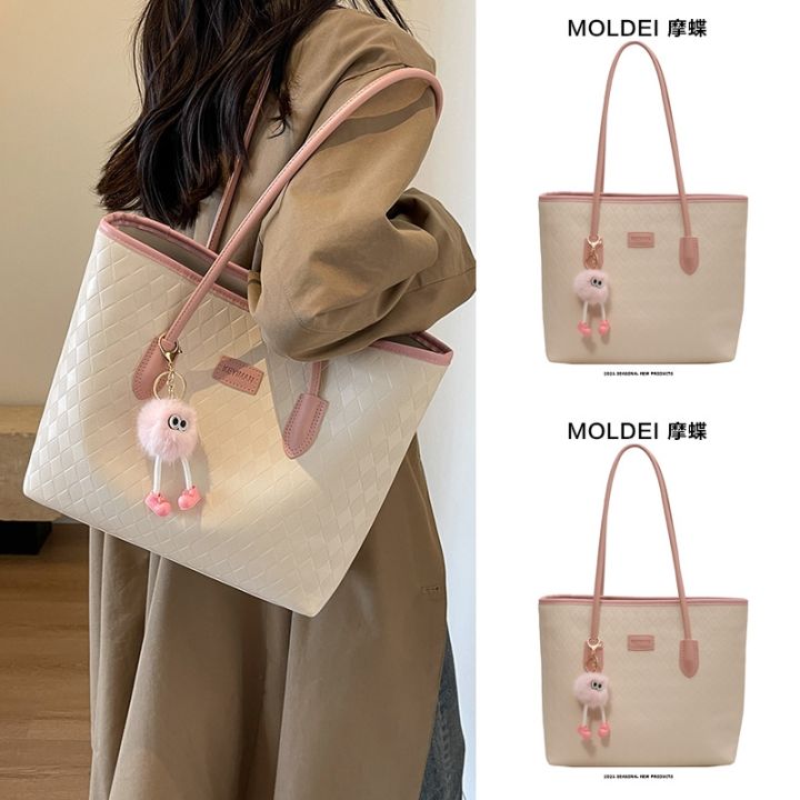 Summer Large Tote Bag For Women, New Simple Style Grid Handbag With Handle  And Shoulder Strap For Office Commute