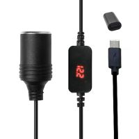 USB C PD Female Type C ตัวผู้เป็น12V สายเคเบิลพลังงานเต้ารับสำหรับรถยนต์พร้อมจอแสดงผลเอาต์พุตสำหรับรถยนต์12V ไฟ LED GPS