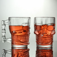 500ML Skull Beer Glasses Coffee Mug Coffee Mugs and Cups Transparent With Handle Wine Glass for Club Bar Halloween Part