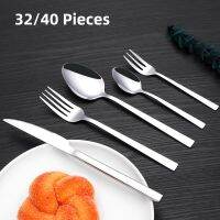 32/40 Pieces Western Tableware Gold Cutlery Setstainless Steel Knife Fork Spoon Set Sliver Dinnerware Black Kitchen Untensils