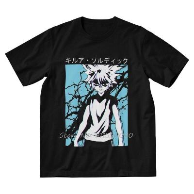 Hxh Killua Zoldyck Tshirts Men Hip Hop Tees Top Cotton T Shirts Anime Hunter X Hunter T-Shirt Gift Harajuku Streetwear